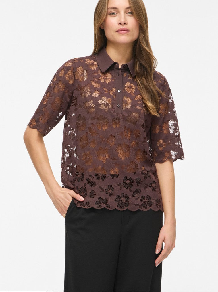 Viharriet gennemsigtig t-shirt - Raisin